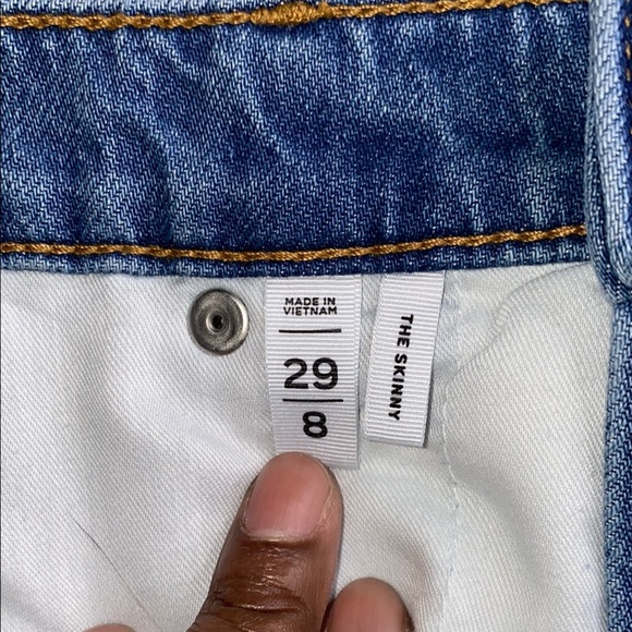 LOFT Blue Straight Leg Patchwork Denim - Picture 6 of 7